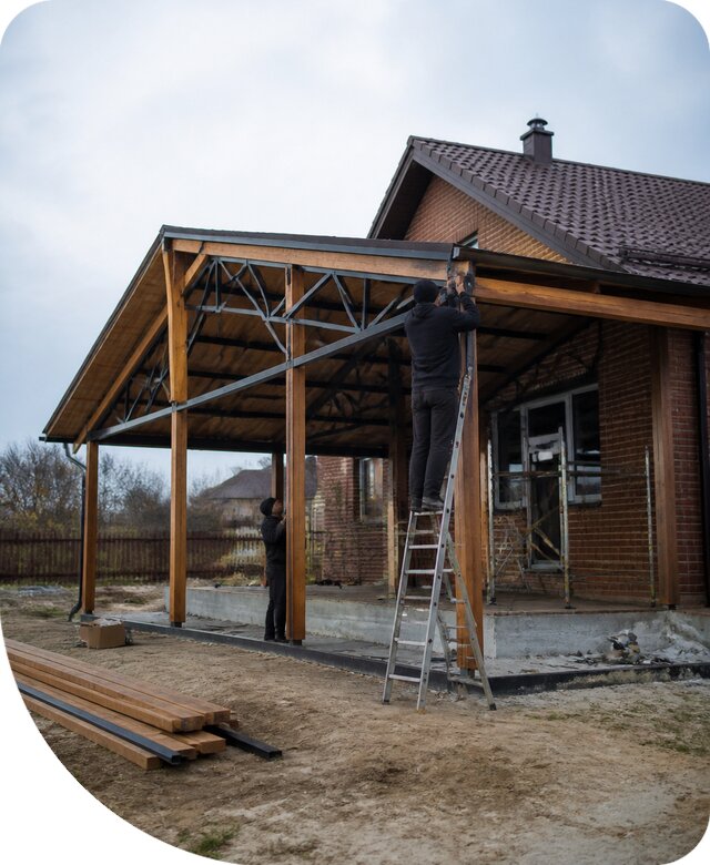 Пристройка навеса к дому и участку в Фурманове под ключ